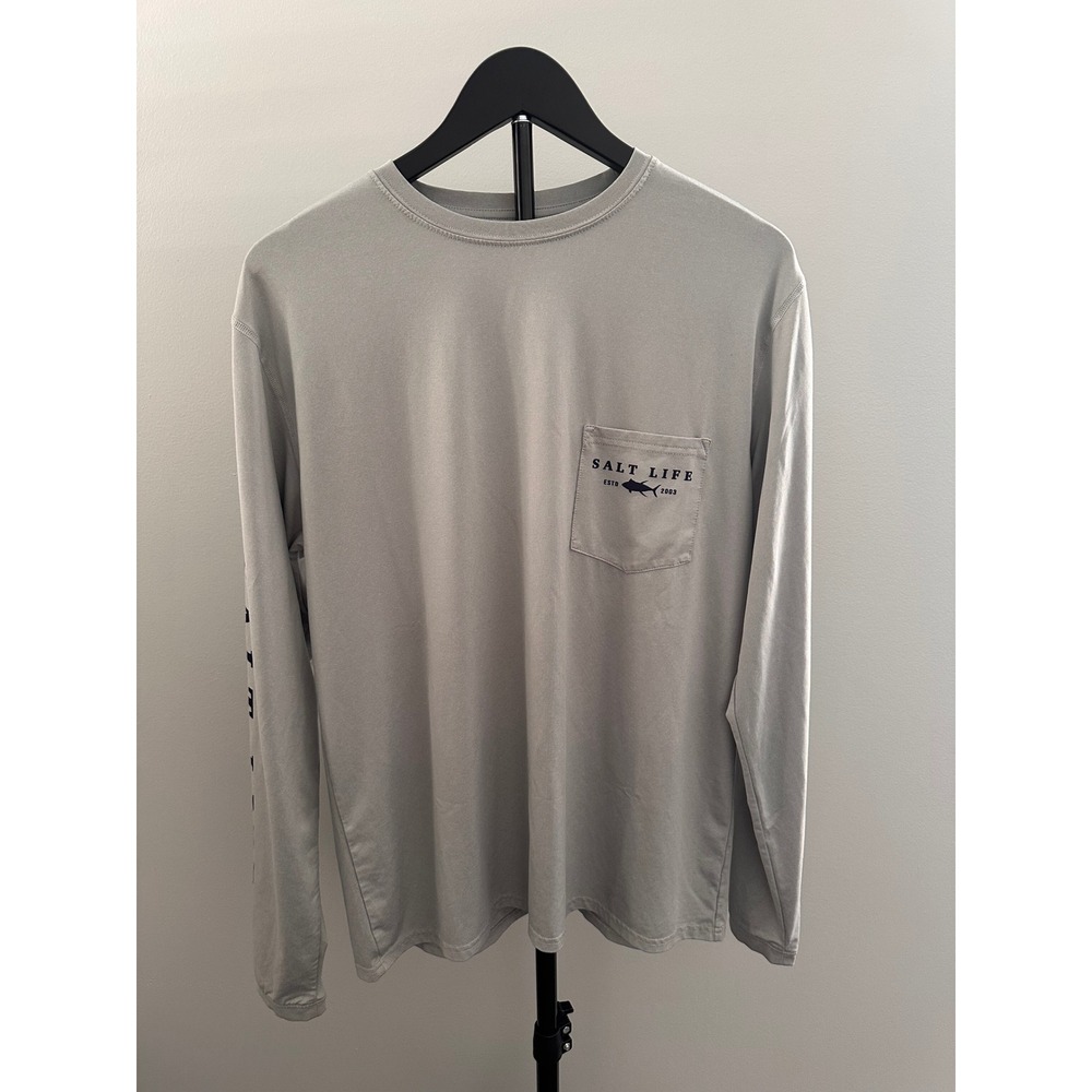 Salt Life‎ SLX Mens Gray Long Sleeve Performance Fishing Shirt Size M